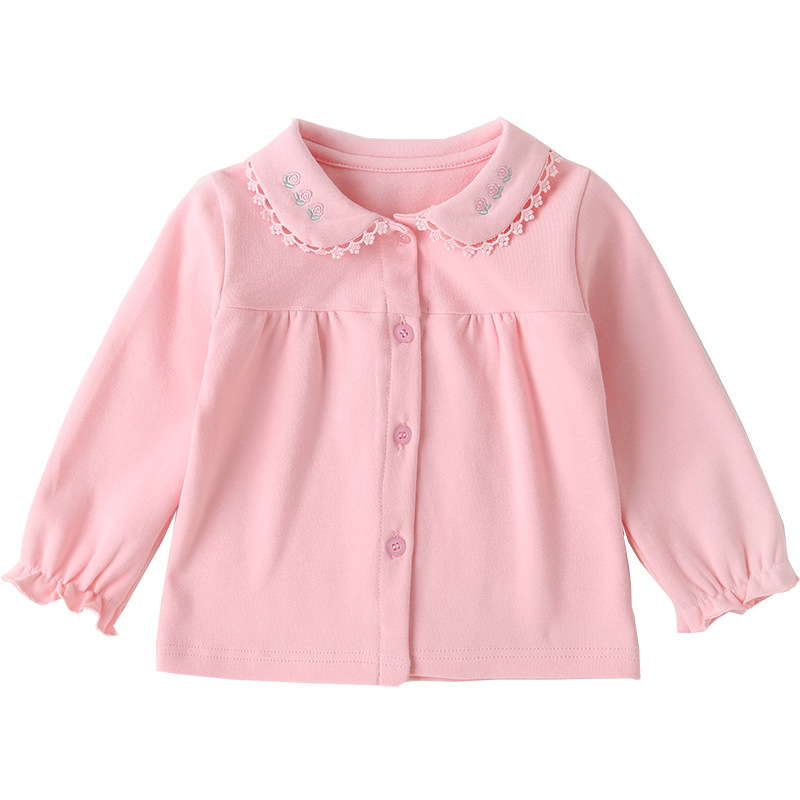 Girls' Cardigan New Spring And Autumn Foreign Style Children's Jacket Baby Girl Cotton Korean Version Girl Doll Collar Princess Top