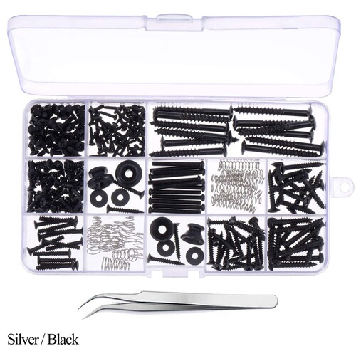 9-piece guitar repair screw set, guitar accessories strap buckle set, luthier tools (silver/black)