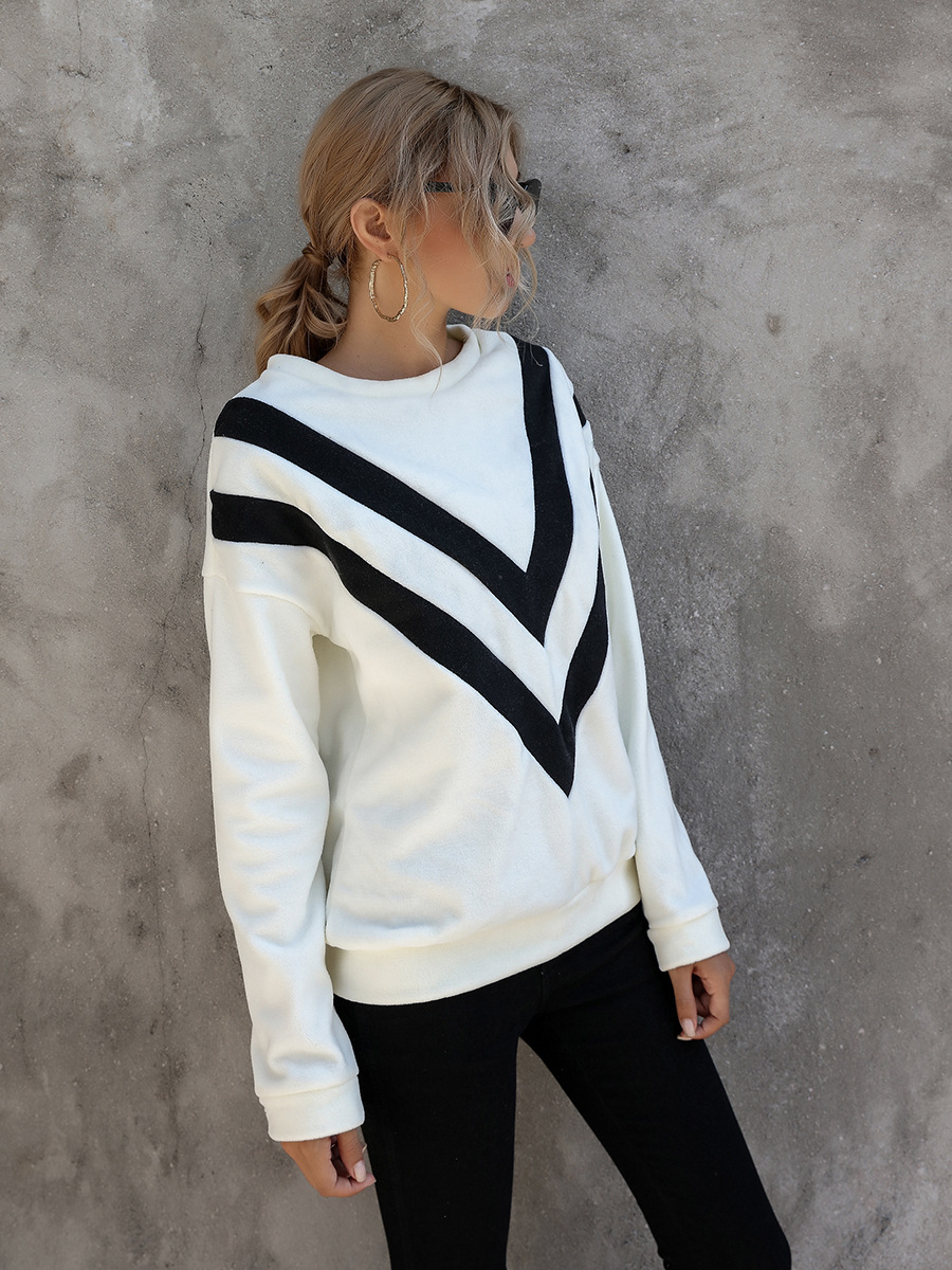 Striped Long Sleeve Loose Top NSAL1950