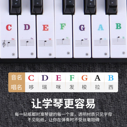 88/6154/49-key piano keyboard stickers electronic piano stickers five-line notation hand-rolled piano children's intonation stickers