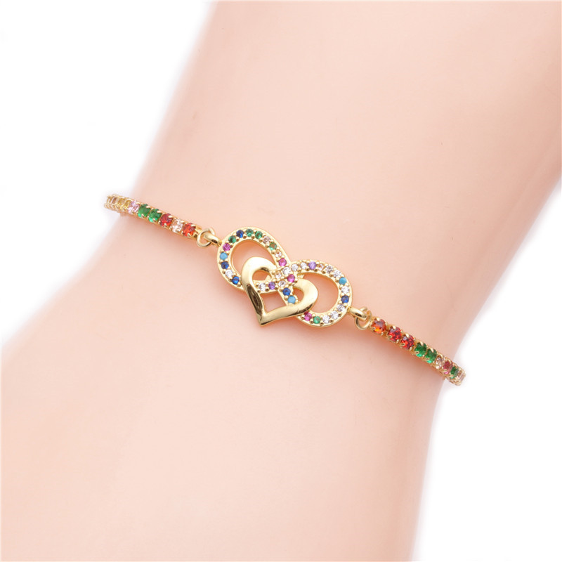 Hot Sale Micro Inlaid Zircon Color Infinity Heart-shaped Adjustable Bracelet Wholesale Nihaojewelry display picture 4