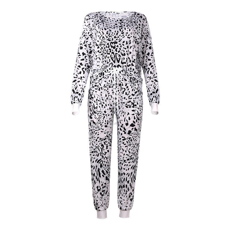 hot style women's leopard print long-sleeved casual suit NSKX5917