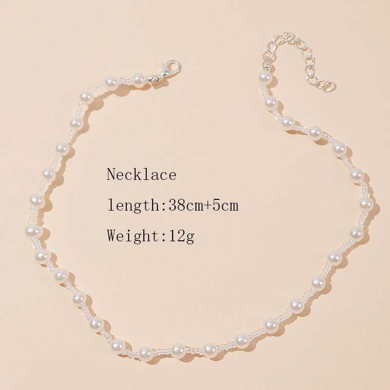 Korean  Cute Hand-woven Pearl Necklace display picture 1