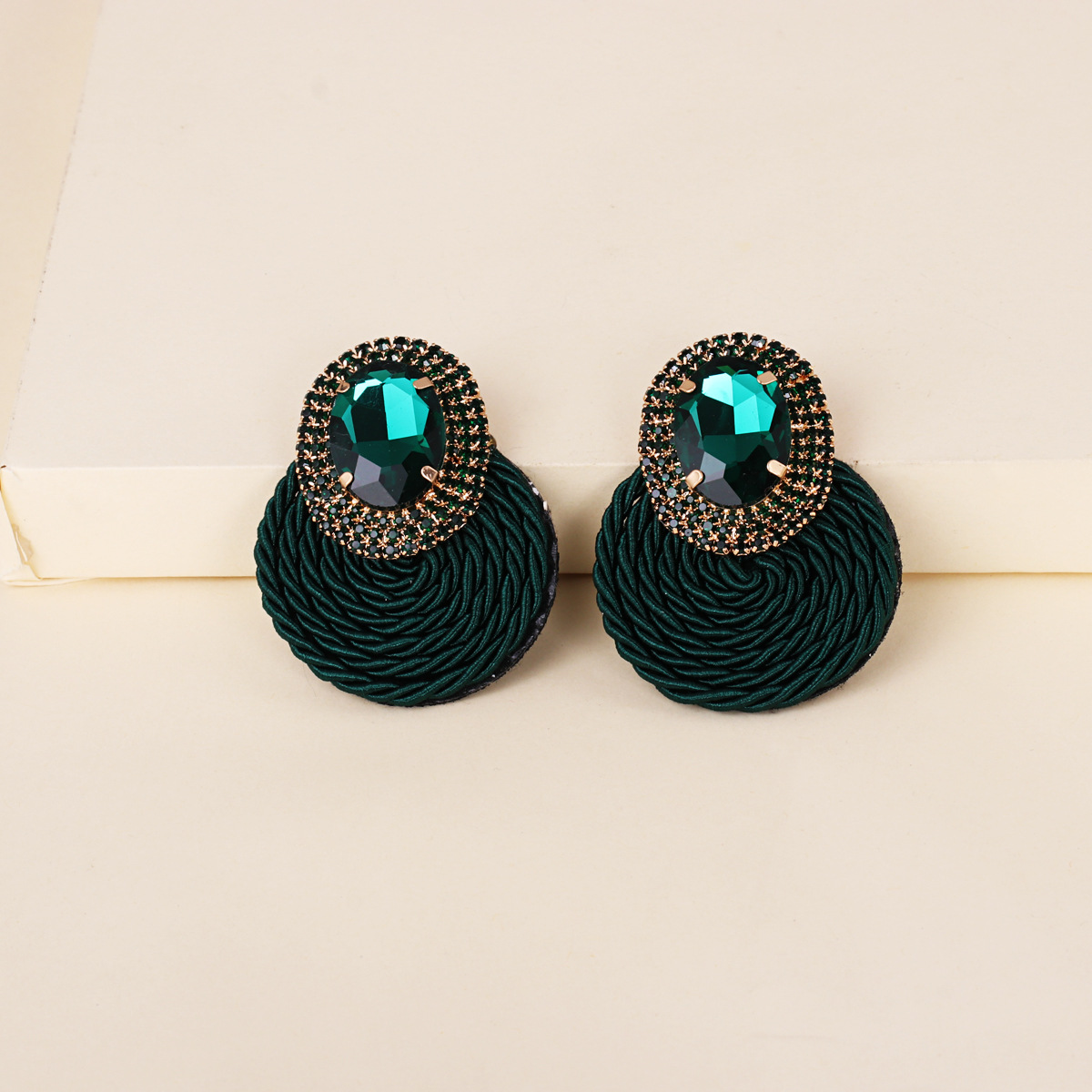 Korean New Fashion Wild Rhinestone Geometric Round Exaggerated Earrings display picture 10