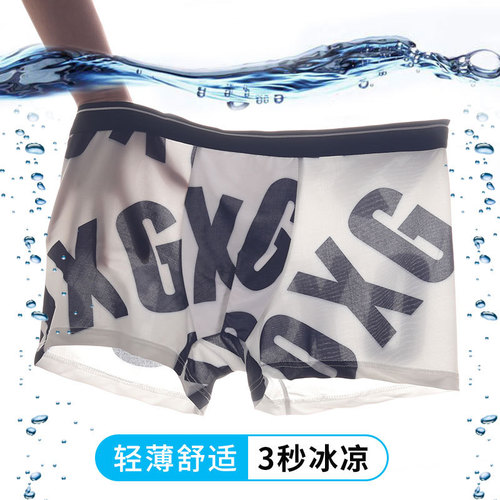 Ice Silk Men's Summer Sexy Ultra-Thin Breathable Youth Korean Style Ice Silk Men's Underwear Straight Leg Pants Dropshipping One Piece