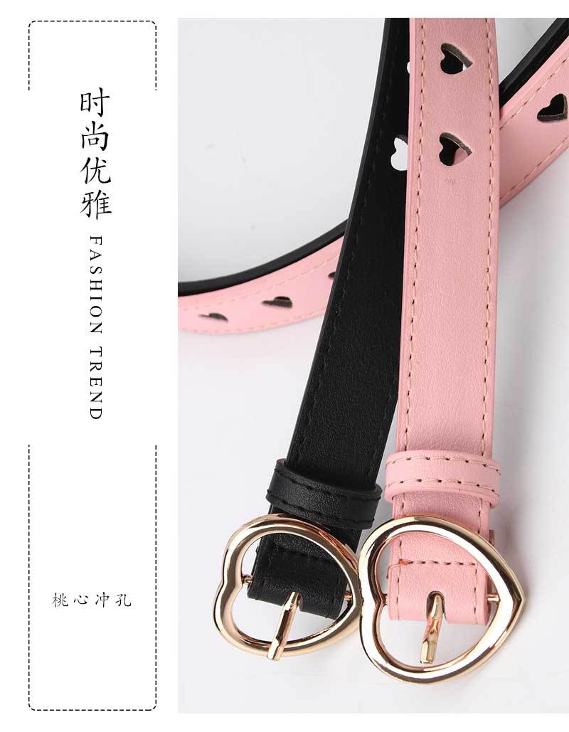 63g Weight Alloy Material Heart, Solid Color Pattern Women'S Gender Basic Style Khaki, Coffee, White, Pink, Red, Green, Camel, Black Color Simple Wild Love Hollow Belt Ladies Pin Buckle Jeans Belt Wholesale 12