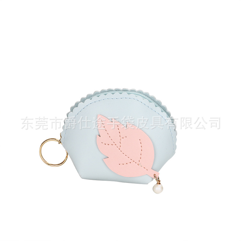 小清新创意树叶PU零钱包 便携收纳PU硬币包 防水皮革零钱包