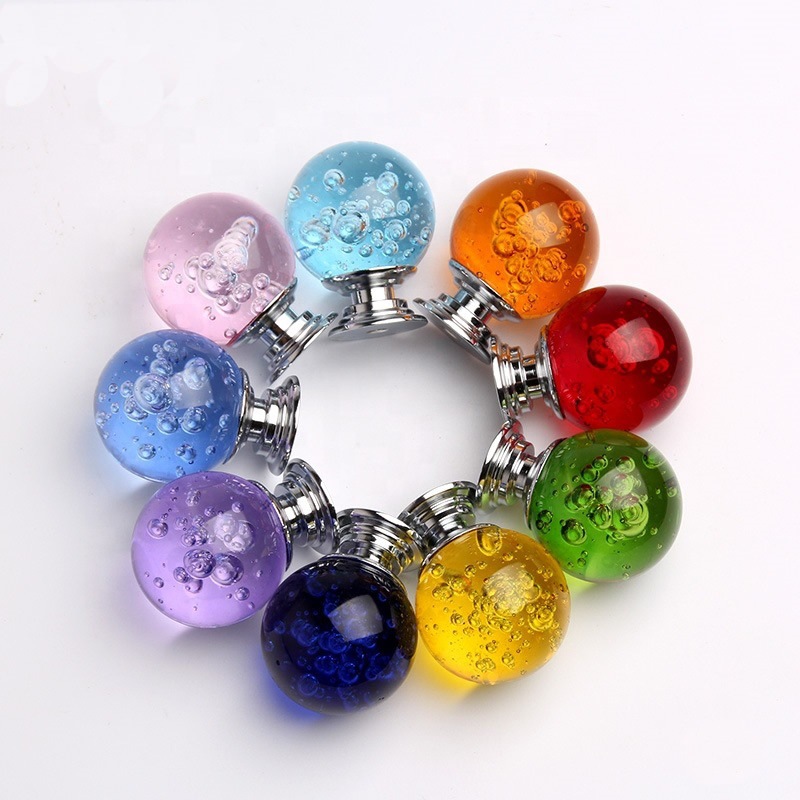 厂家批发多色水晶气泡球现代简约衣橱柜酒柜单孔拉手供应外贸跨境|ms