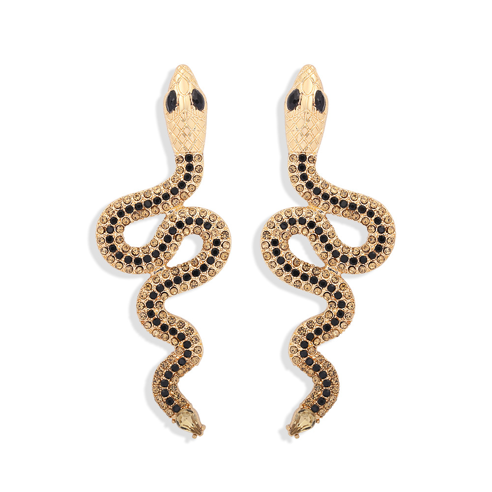 Exaggerated Snake-shaped Diamond Retro Punk Snake Earrings display picture 6