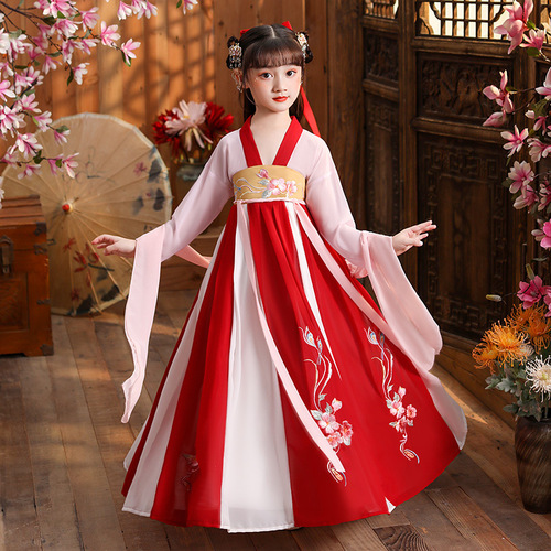 Chinese Hanfu fairy dress girl children ancient thin ancient dress super fairy skirt Ru skirt fairy elegant country