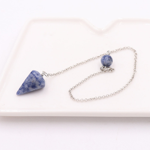 ebay Amazon best selling natural stone pendulum tapered pendant necklace round bead pendulum crystal necklace gift wholesale
