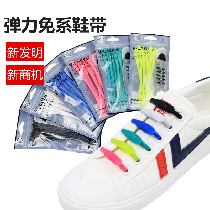 Ленивые шнурки с двойным отверстием и круглой головкой, креативные Бесплатные силиконовые шнурки, взрослые дети, бесплатные эластичные шнурки оптом