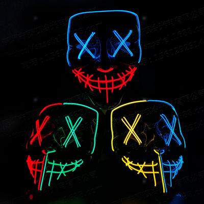 Europe and America Cross border Halloween Double color luminescence A face mask Yin Yang integration Scary Tricky luminescence face shield