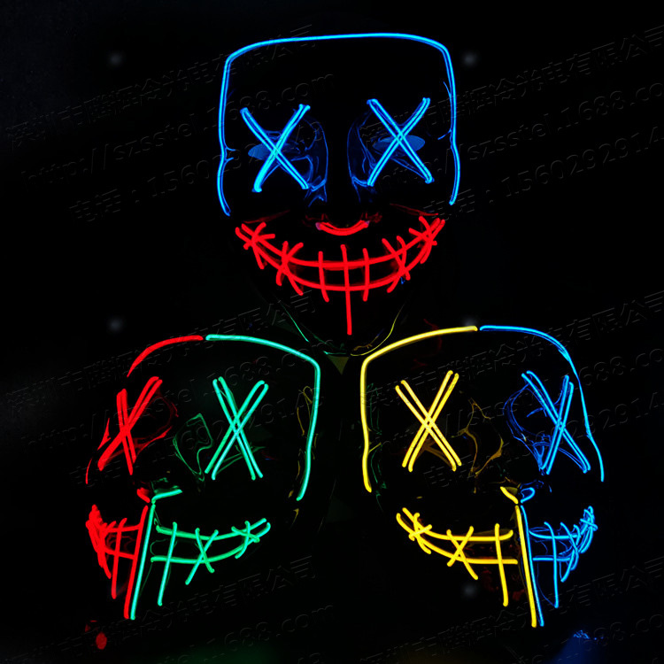 Europe and America Cross border Halloween Double color luminescence A face mask Yin Yang integration Scary Tricky luminescence face shield