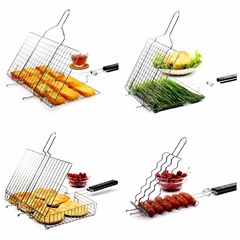BBQ Grilling Tools Stainless Steel Grilling Mesh Fish Clips Rack Griddle Grill Basket Square Outdoor Net