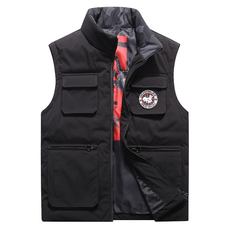Cross-border al por mayor otoño nueva moda de los hombres de algodón soporte collar Chaleco de los hombres de moda multi-bolsa Chaleco de una sola pieza de entrega