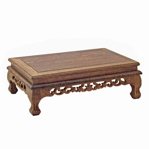 Solid wood ornaments wooden base, strange jade stone flower bonsai purple sand pot chicken wing wood rectangular base wooden base