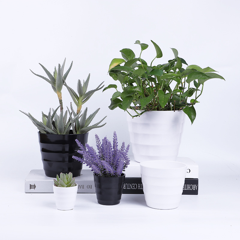 The coarse-textured Y02 series 10-sized faux porcelain plastic flowerpot is made of melamine material, with a solid color scheme and simple design detail image 2