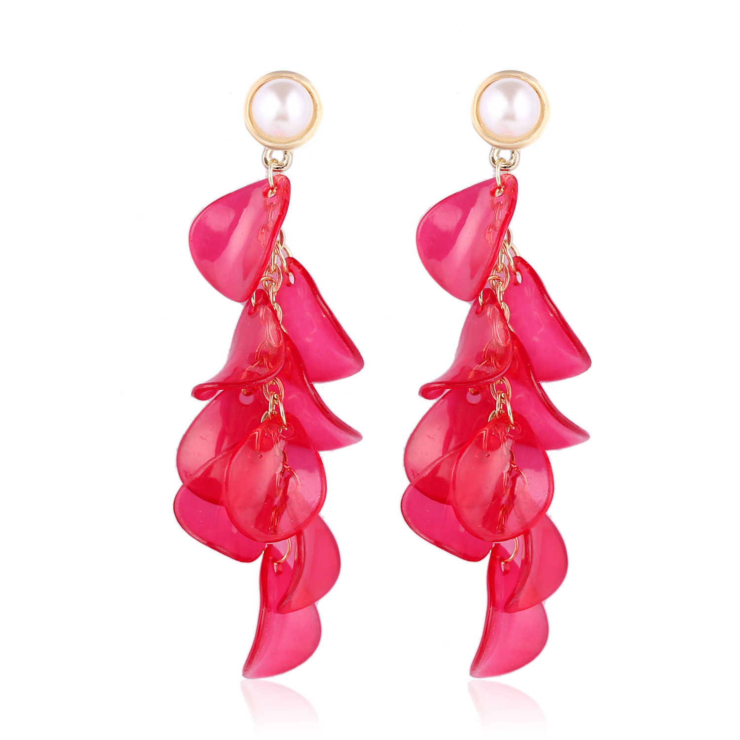 Fashion Earrings New Earrings Temperament Petal Flower Fringed Earrings display picture 8