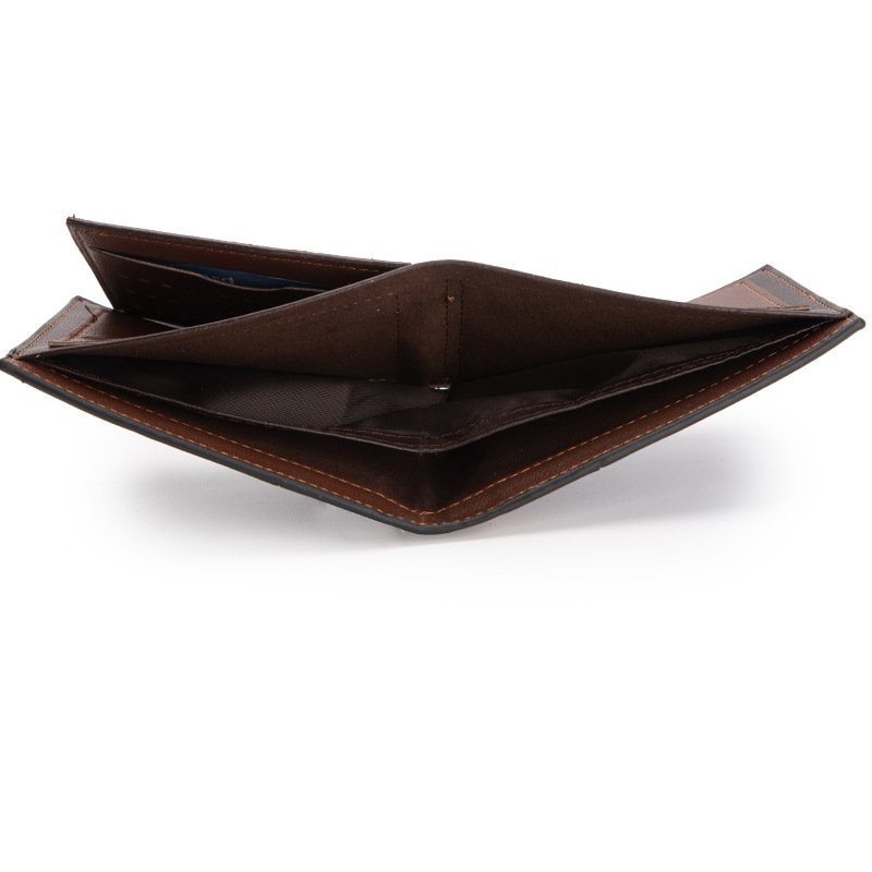 Nueva cartera de la PU de los hombres de suministro transfronterizo de costura retro europea y americana de doble Cartera de doble bolsa de licencia de conducir horizontal