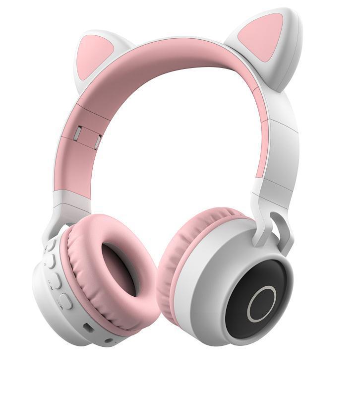 Auriculares Bluetooth BT-028C, diseño de orejas de gato, estéreo 5.0, luminosos, lindos.