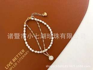 Double-layer millet beads necklace bracelet set summer match this is really too good-looking high-quality pearls