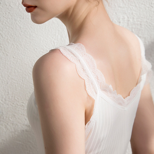 French camisole women's vest lace slimming beautiful back sexy elastic striped ice silk sleeveless top summer thin