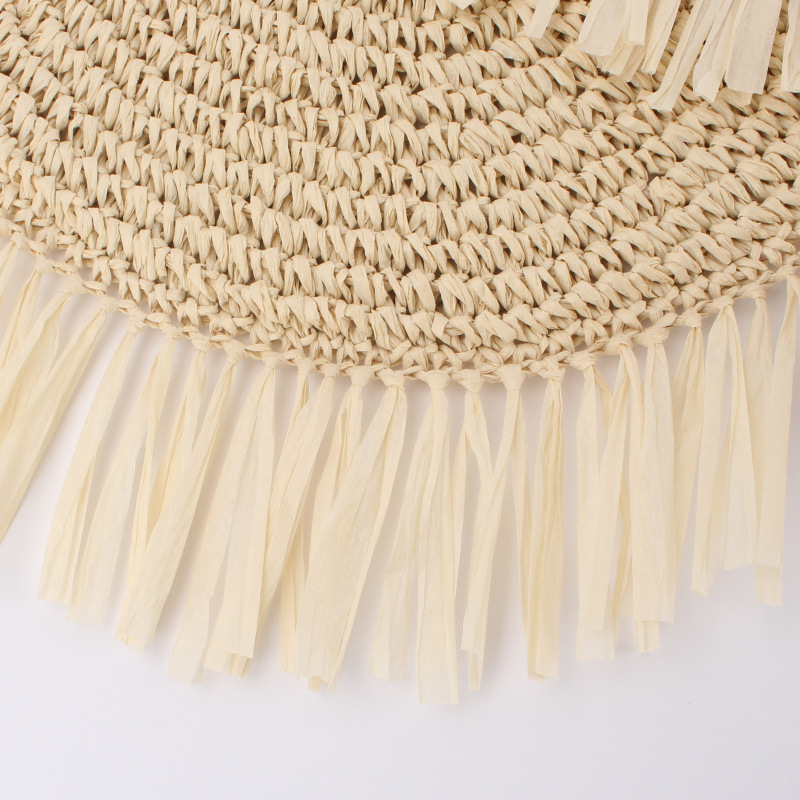 Frau Papier Stroh Einfarbig Ferien Strand Weben Halbkreis Reißverschluss Strohsack display picture 4