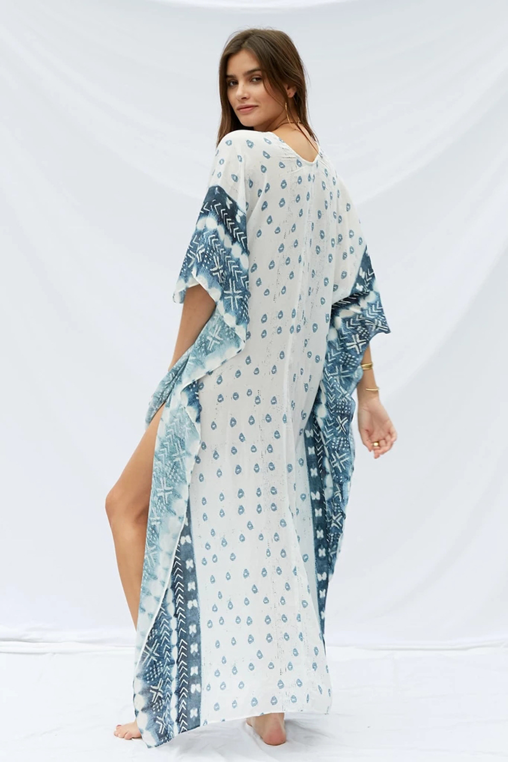 2020 Frühling Und Sommer Naher Osten V-ausschnitt Muslim Robe Kleid Damen Grenz Überschreiten Den Großhandel Strand Urlaub Freizeit Rock display picture 5