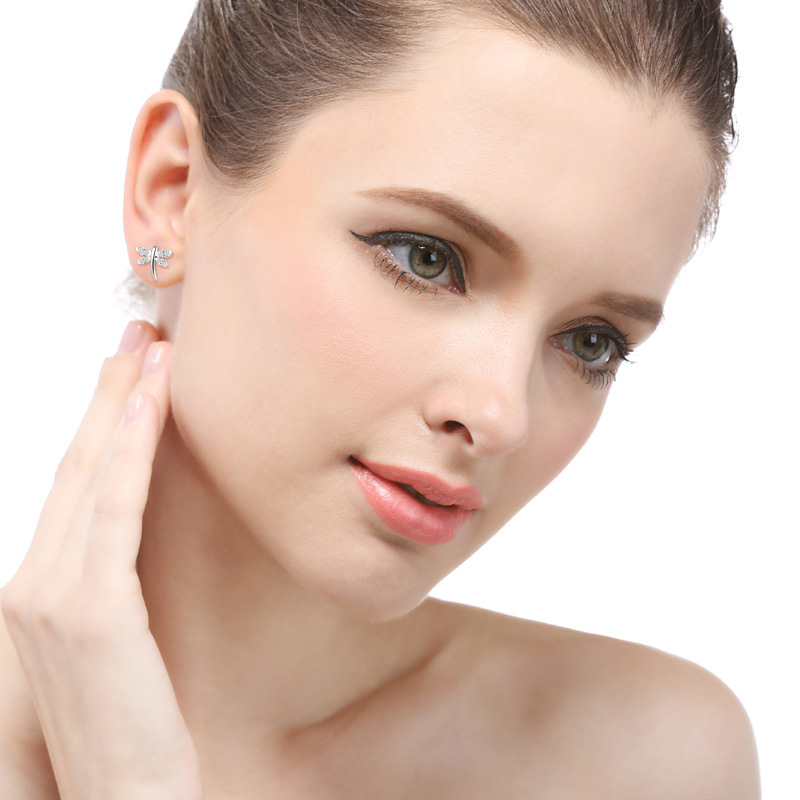 Pendientes de plata s925 japoneses y coreanos para mujeres ins Fengqing nueva moda Pendientes de libélula todo partido joyería de plata suministro directo de fábrica