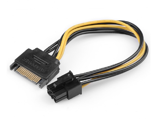 SATA 电源15p转6P显卡反向电源转接线 15针 6PIN显卡电源线