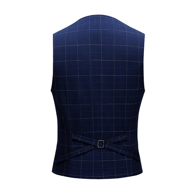 Men’s suit 3-piece Navy Plaid Korean men’s suit