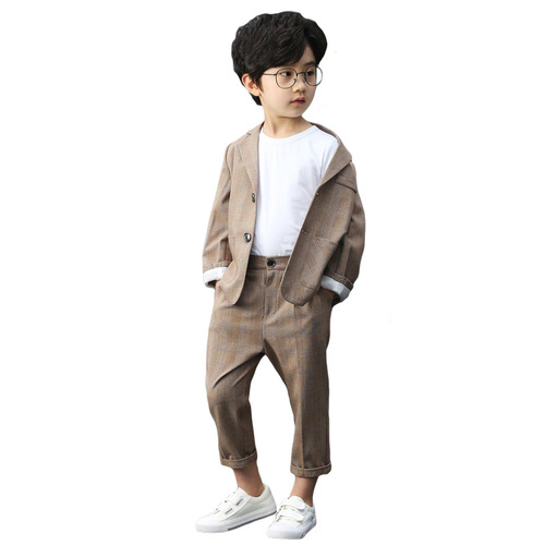 Spring and Summer New Children's Clothing Children's Suit Suit Korean Style Casual Small Suit Plaid Two-piece Set Factory Direct Sales