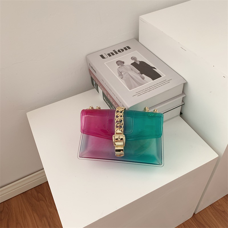 Summer 2025 new gradient jelly bag, fashionable color-blocking chain bag, crossbody single-shoulder bag, ladies' small bag undefined