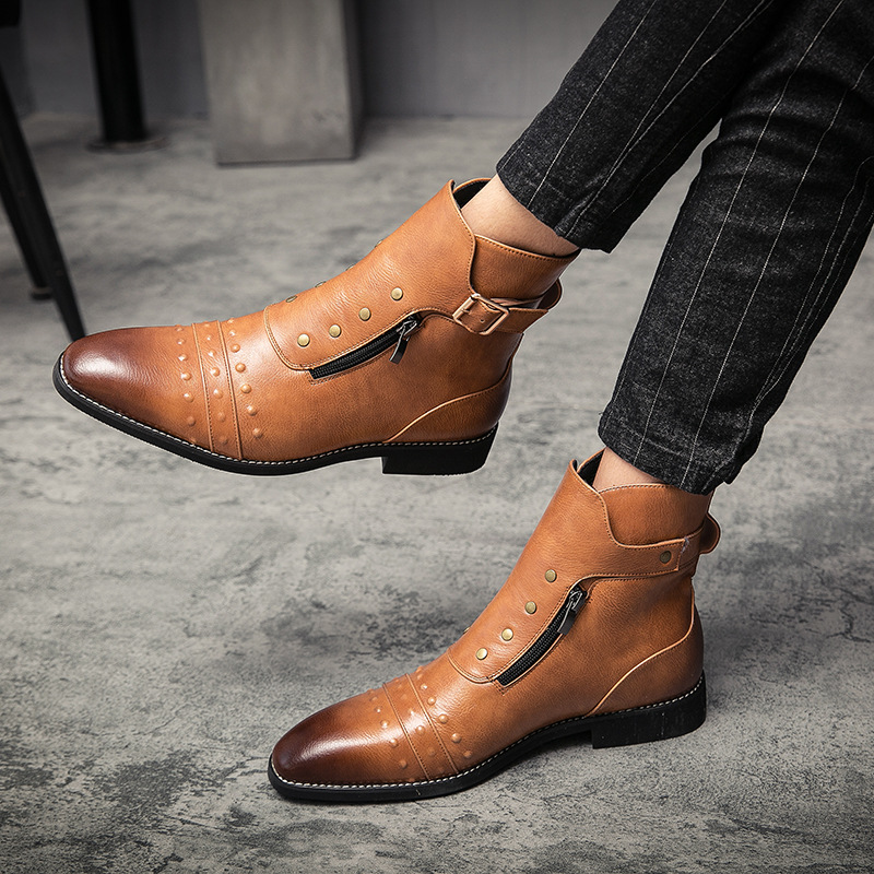 Bottes formelles pour hommes en cuir sans effort, bottes confortables et élégantes à la mode_voghion.com