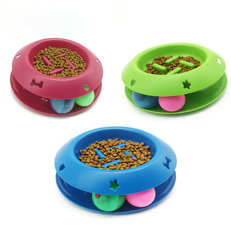 亞馬遜寵物用品玩具ABS塑料聲光滾球狗狗貓咪益智慢食碗