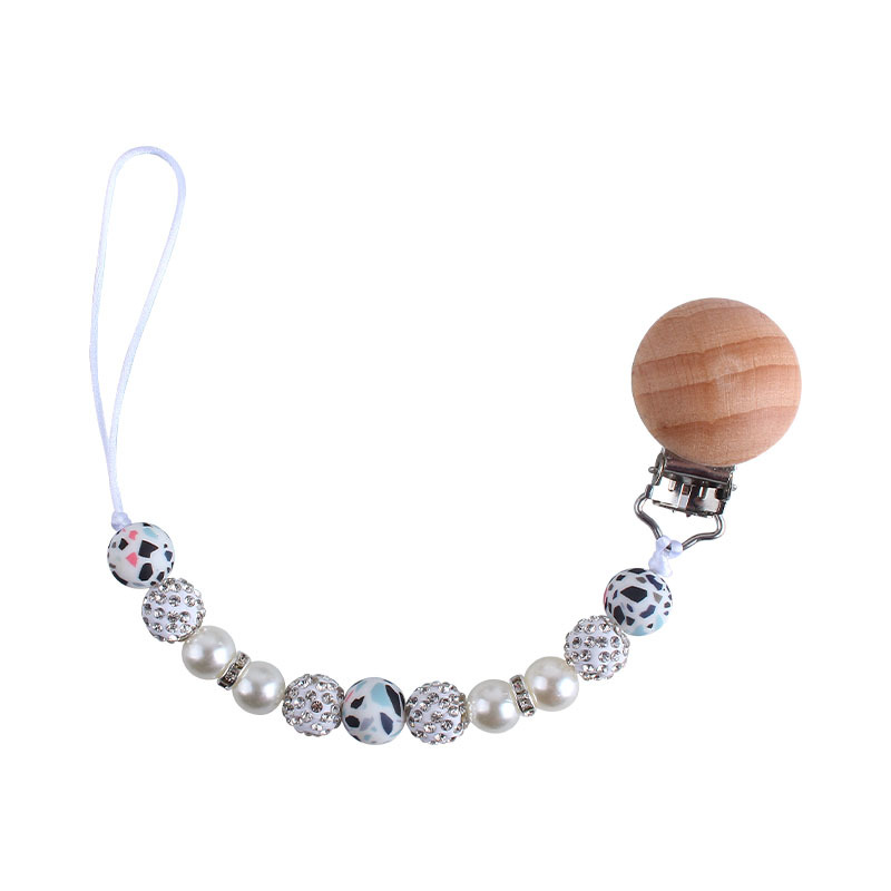 Nuevo bebé haya chupete clip bebé creativo leopardo perlas de gel mordedor gel pulsera chupete cadena anti-cadena