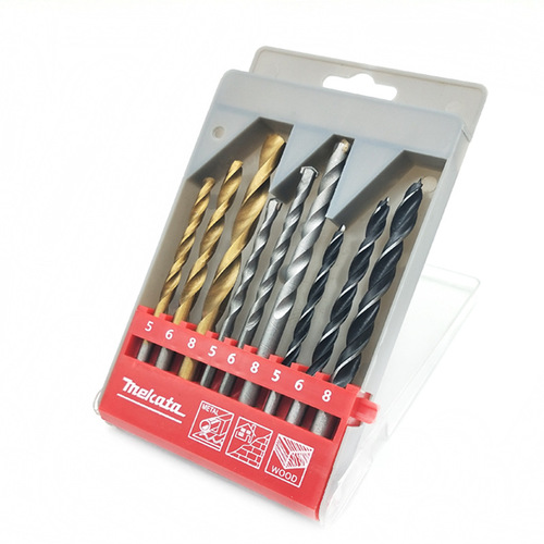 9pc twist drill bit containing cobalt through wall metal woodworking mixed set puncher straight handle multi-function electric drill bit