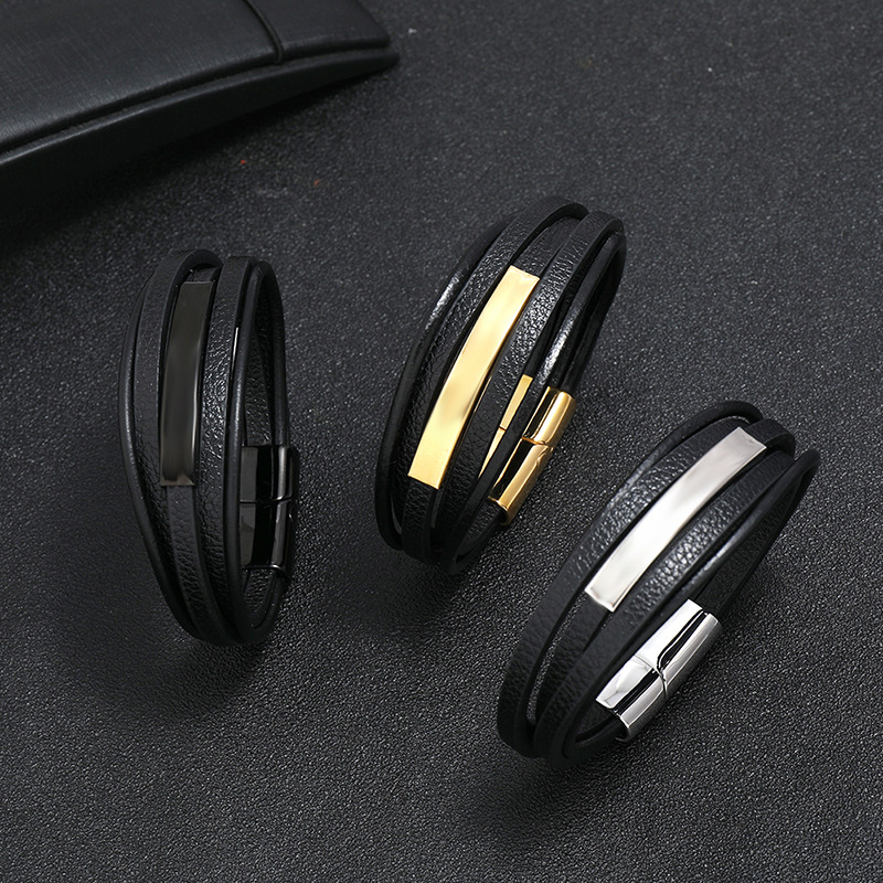 fashion trendy menu0027s all-match leather bracelet