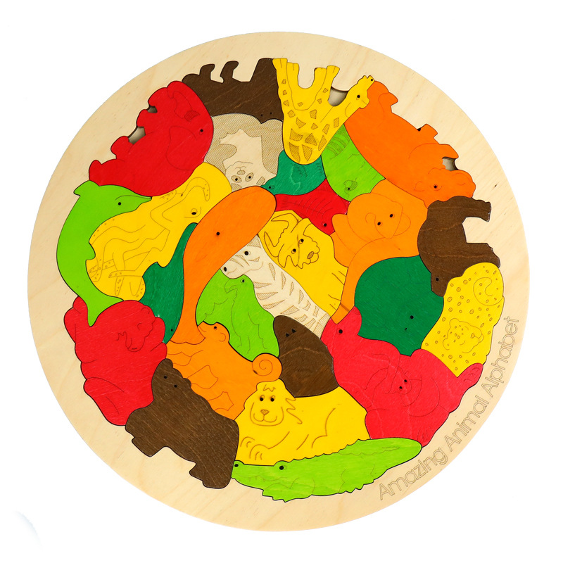 Rompecabezas de animales de madera para niños rompecabezas creativo educación temprana juguete rompecabezas cognitivo