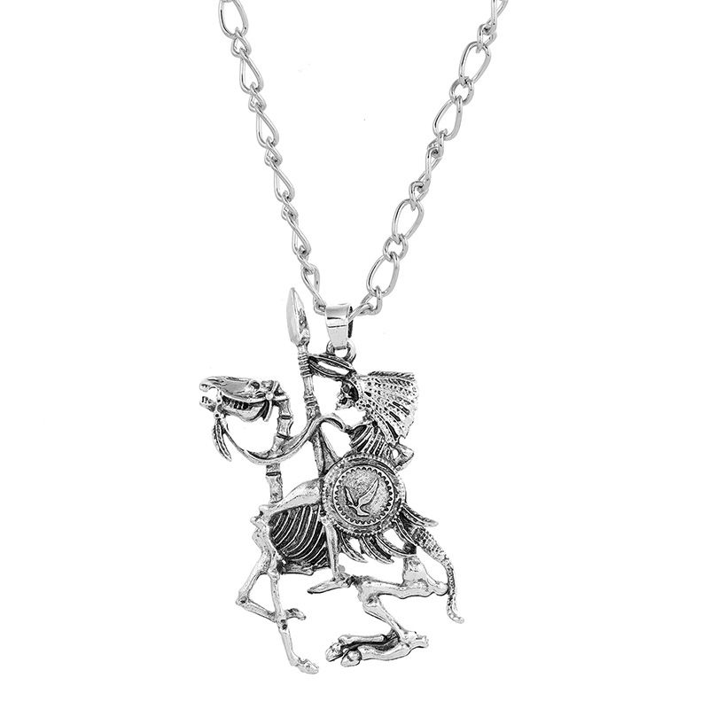 Retro Coole Geometrische Halskette Schädel Krieger Kamel Halskette display picture 2