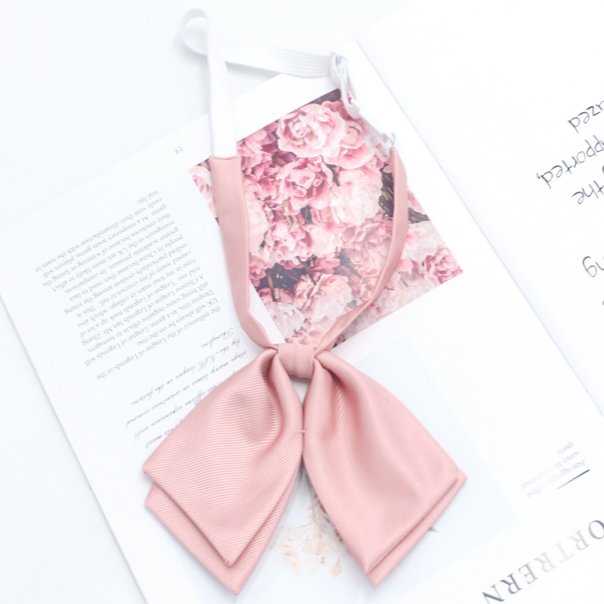 Directo de fábrica de color sólido de doble capa de sarga pajarita uniforme escolar de las niñas a juego arco coreano casual JK pajarita collar flor