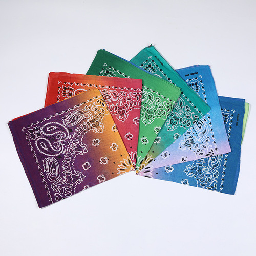 Factory Direct Supply Korean Version Abalone Flower Gradient Square Scarf 100% Cotton Sports Outdoor Hip-Hop Street Dance Sweat Towel Wholesale Head Scarf