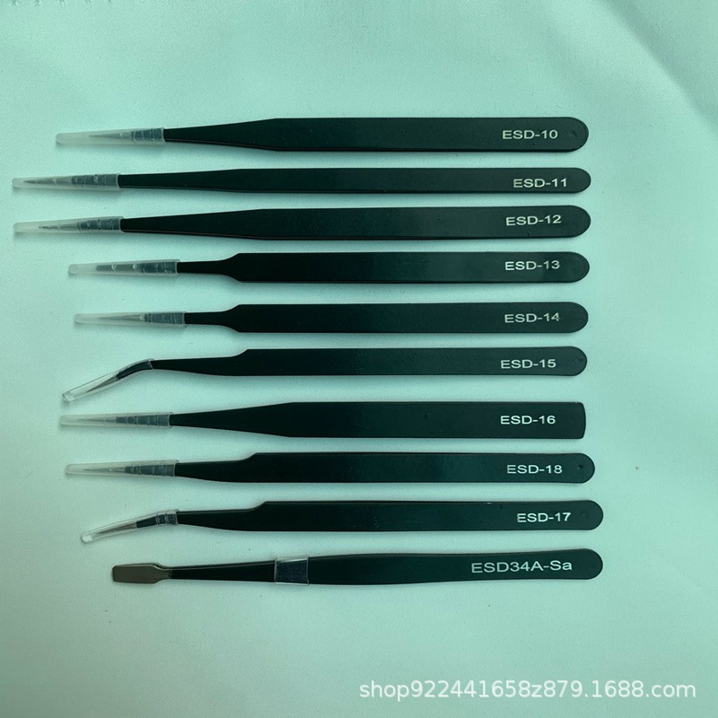 Manufactor Direct selling Stainless steel Precise black ESD Anti-static Tweezers Tip Elbow Disassemble tool