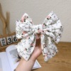 Hairgrip with bow, shiffon cloth, hairpin, hairpins, hair accessory, Korean style, floral print