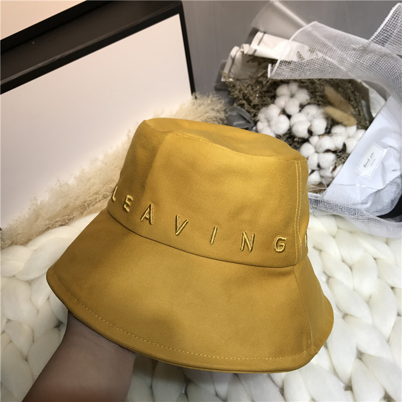 帮手描述图：简约日系字母刺绣百搭渔夫帽男女防晒可折叠盆帽夏季