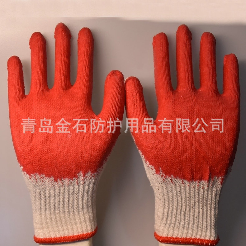 供应纱线浸胶皱纹 耐油涂胶搬运建筑工地用小平胶劳保手套