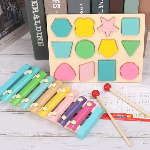 Wholesale baby early education toys, bead-wrapped children's package, building blocks, column, piano, twister, baby educational gift