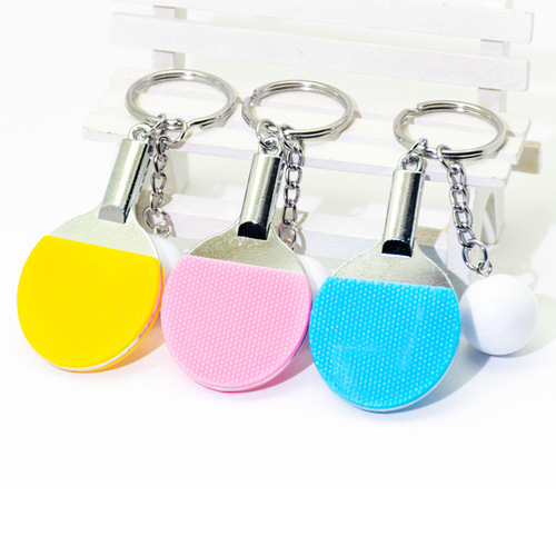 Mini Simulation Table Tennis Racket Keychain Car Keychain Bag Pendant Advertising Activity Promotional Small Gift