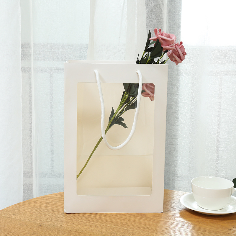 情人节手提袋开窗蛋糕手提袋礼品袋鲜花手提袋花束礼品袋现货定做